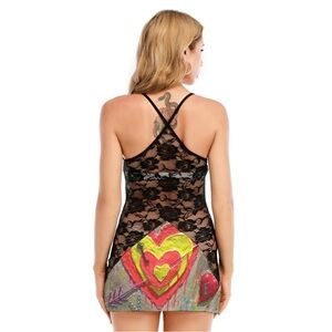 Black Lace Chemise with Crisscross Straps